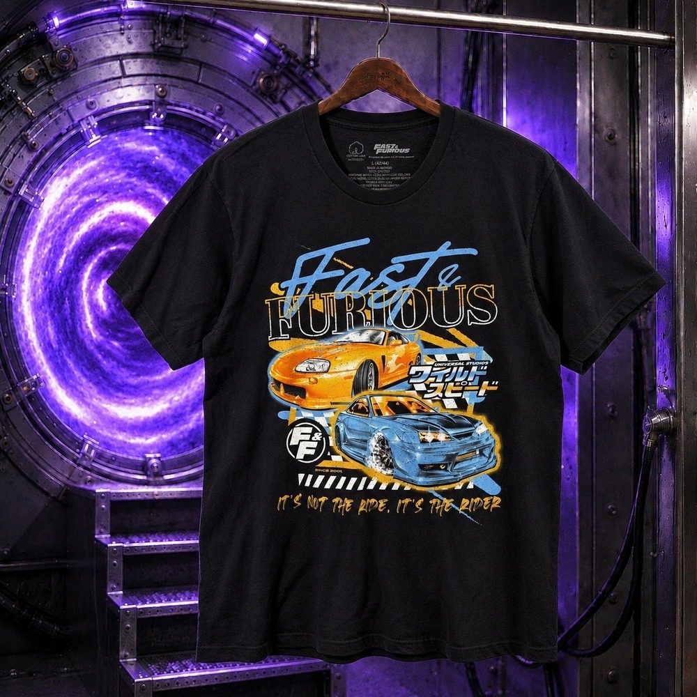 Fast & Furious Universal Studios Graphic T-Shirt Black Mens Large JDM Racing Tee